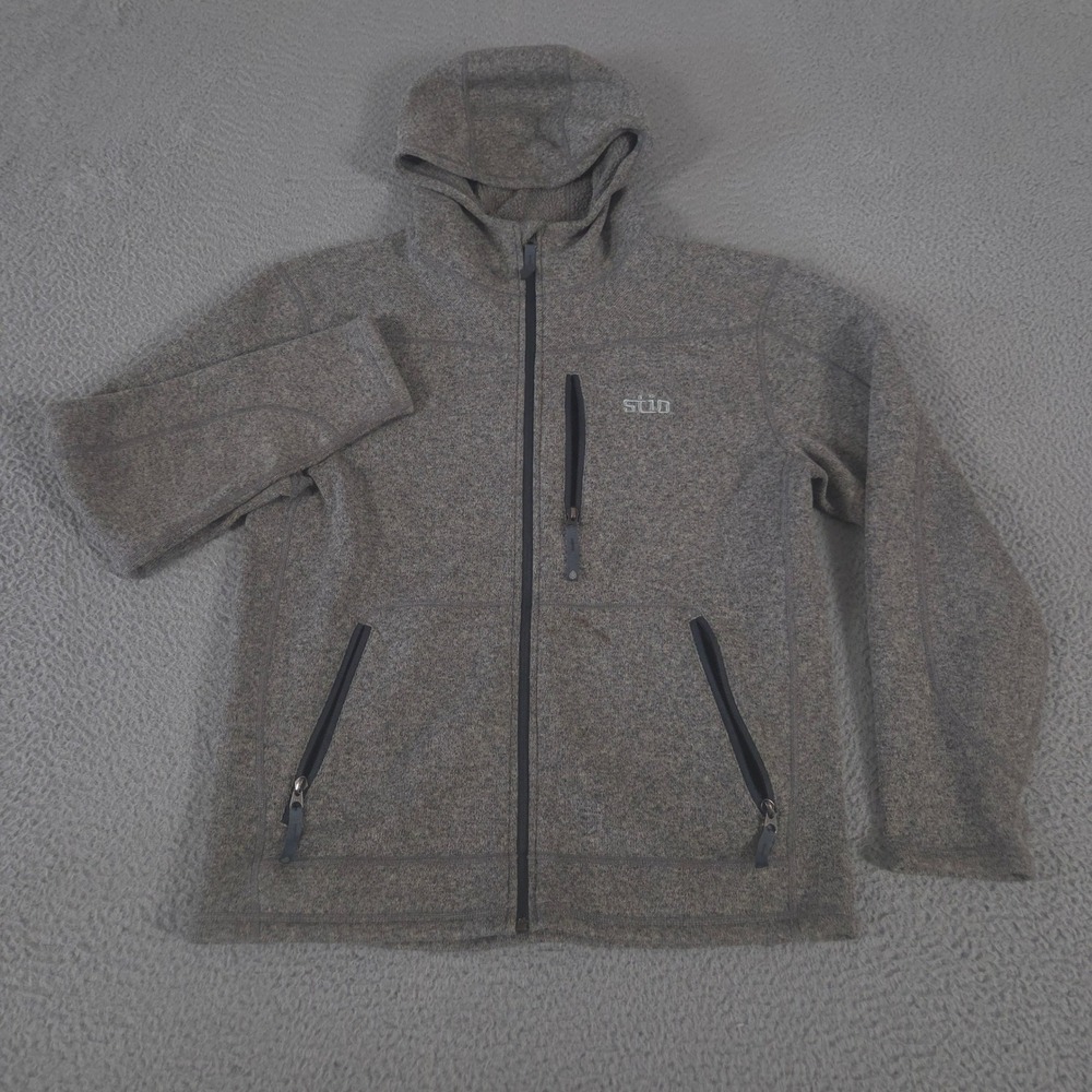 Stio Jacket Mens Medium Gray Range Ventures Hooded Fleece Full Zip Sweater Knit